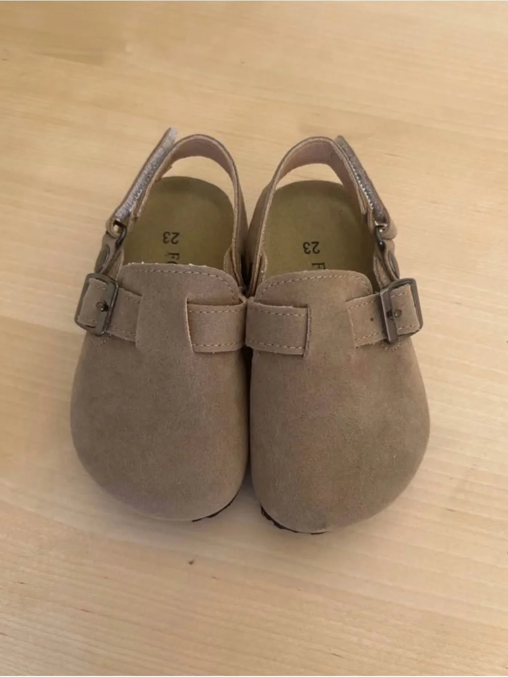 Fosterred Collection Kids' Suede Moccasin Mary Janes in Tan
